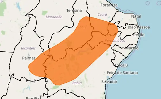 previsão do tempo com alertas de chuvas intensas - nordeste - 05042024