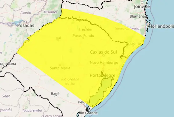 previsão do tempo com alertas de chuvas intensas - rs e sc - 05042024