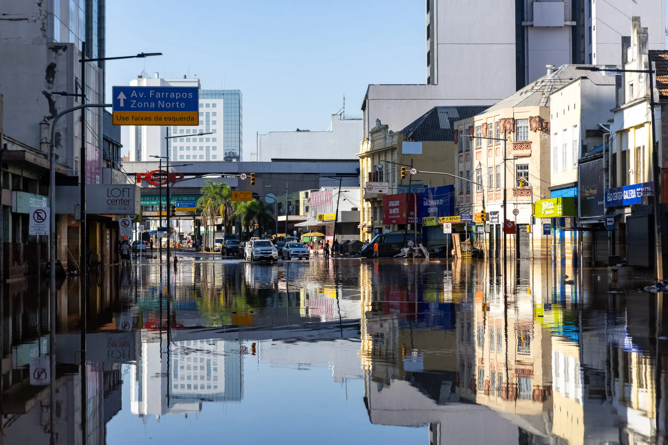 Imagens de cidade alagada no Rio Grande do Sul