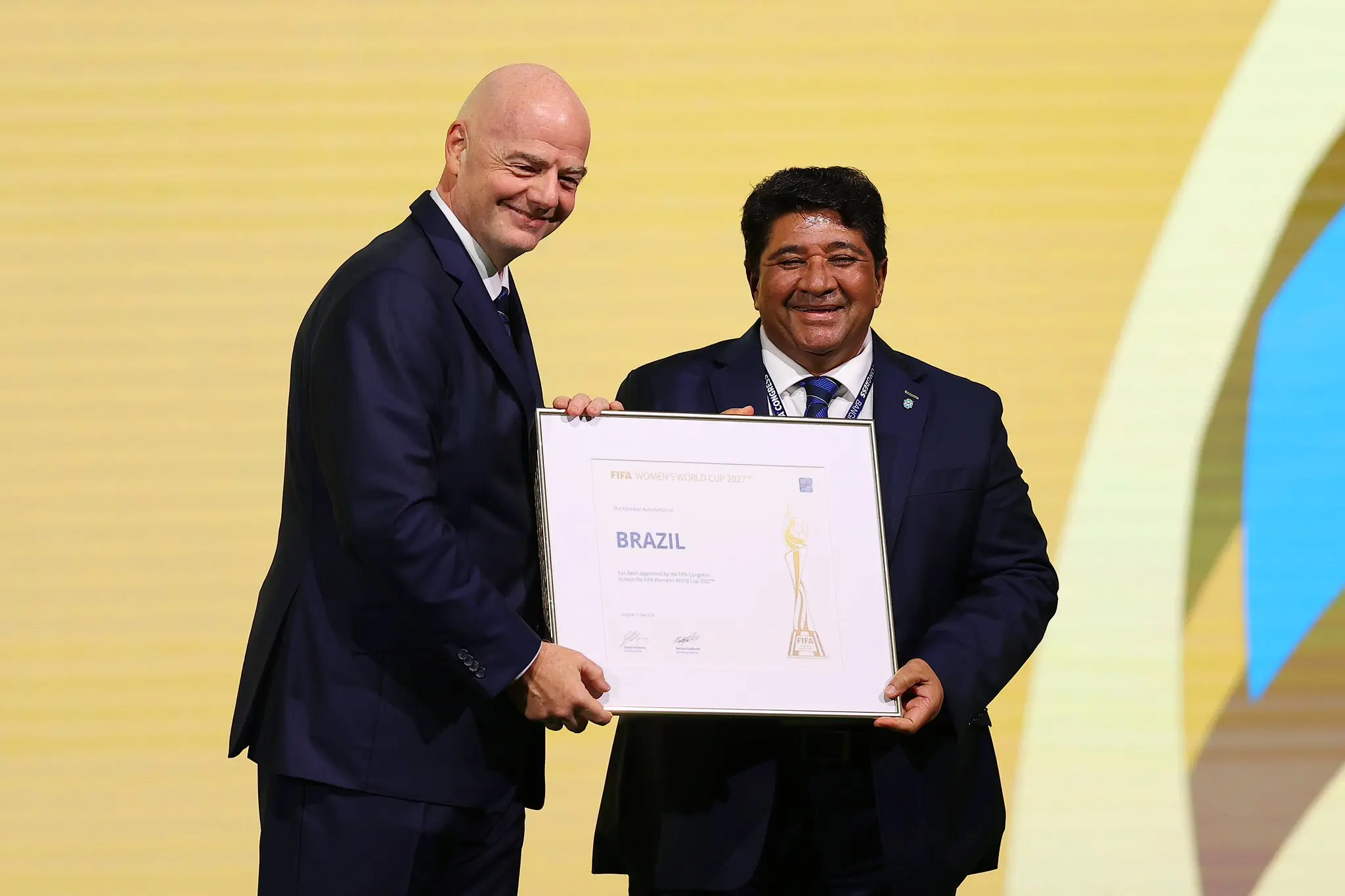 Gianni Infantino, presidente da Fifa, e Ednaldo Rodrigues, presidente da Confederação Brasileira de Futebol (CBF)