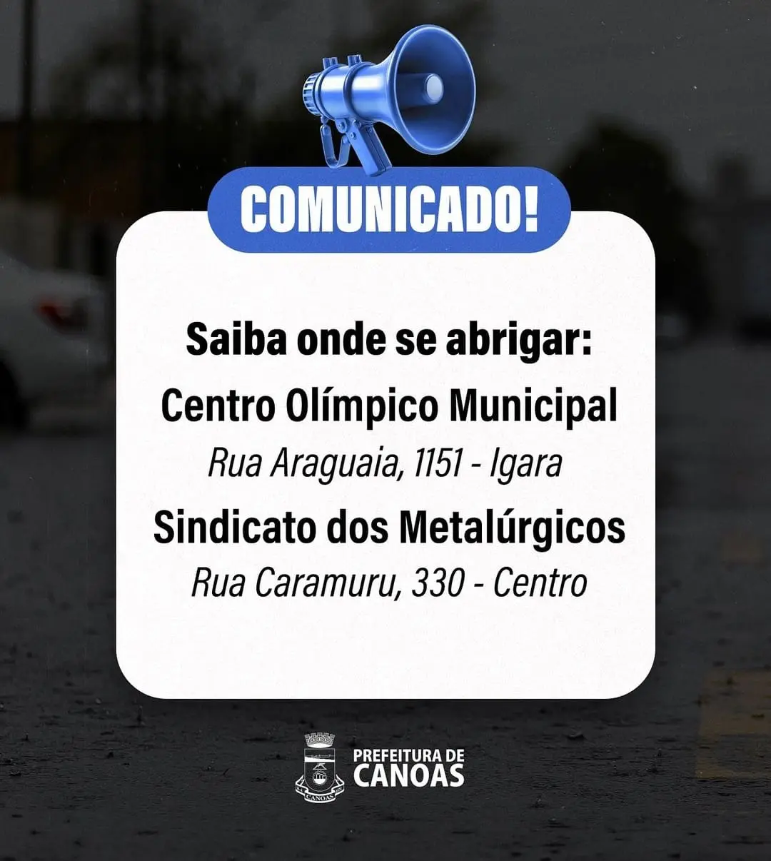 Comunicado prefeitura Canoas (RS)