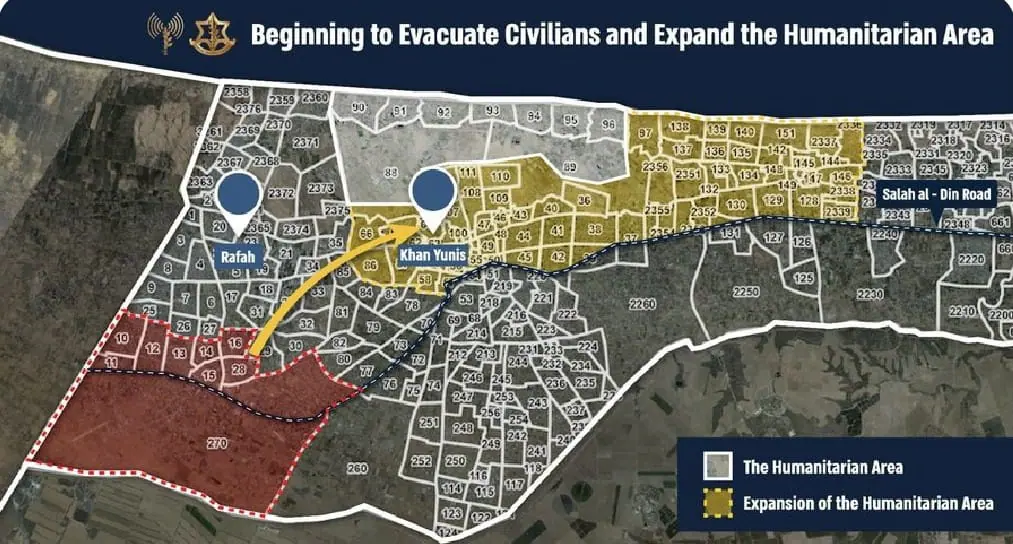 Mapa zonas humanitárias - Gaza 