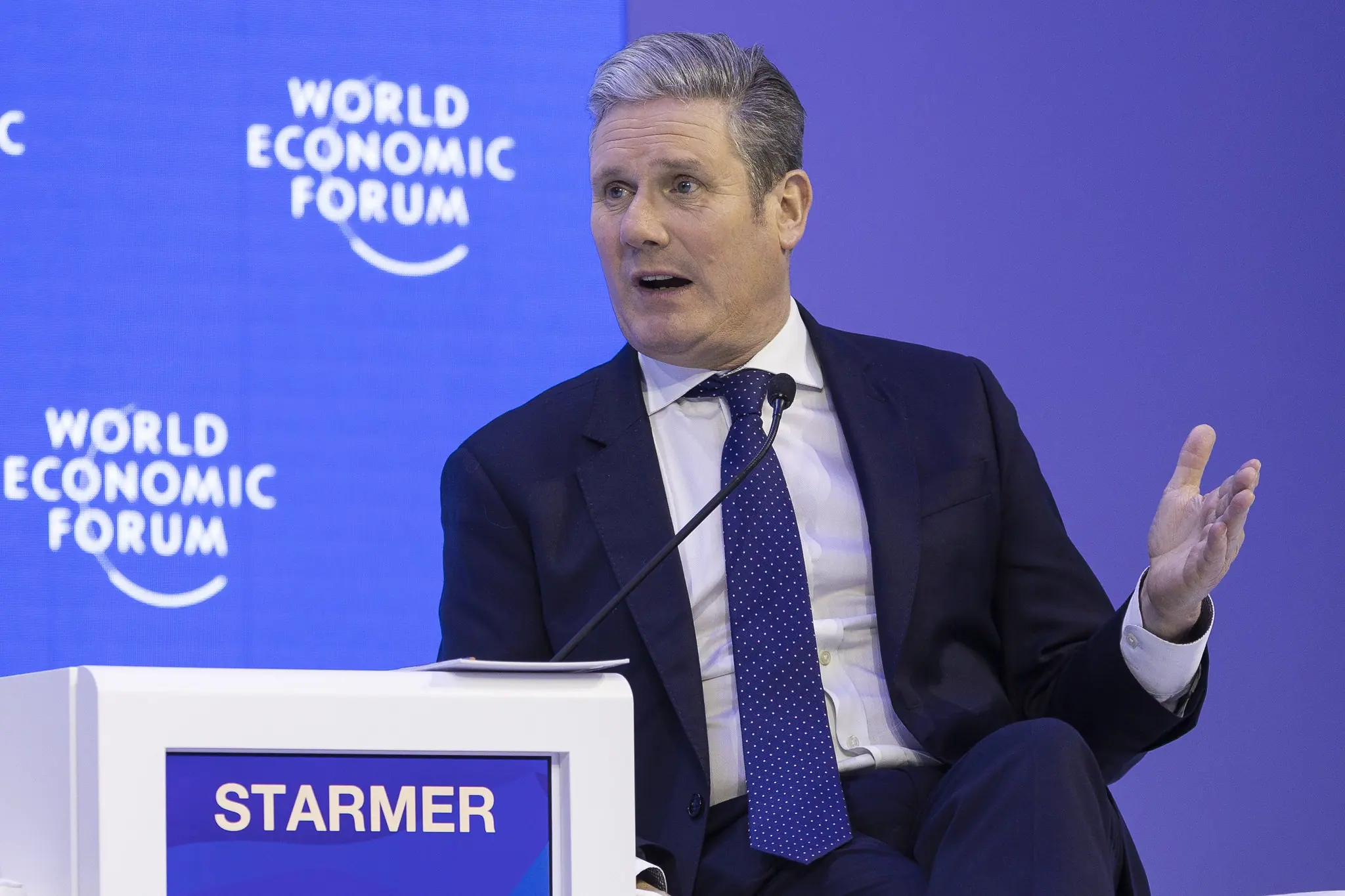 Keir Starmer, do Reino Unido, durante o Fórum Econômico Mundial