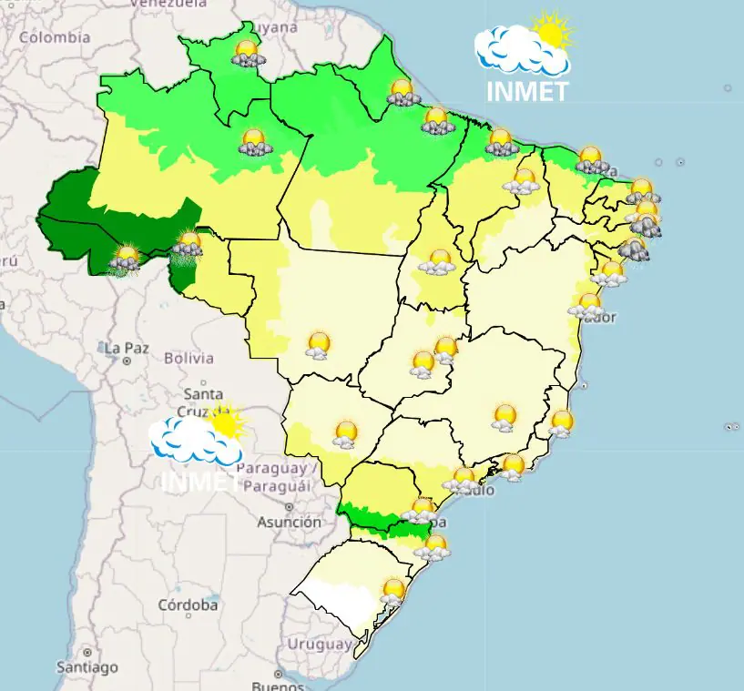 previsão do tempo para a manhã no brasil