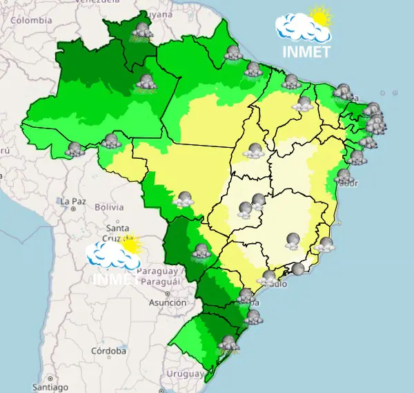 Mapa mostra a previsão do tempo para a noite desta quinta-feira — 22/5/2024