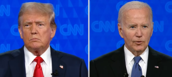 trump e biden durante debate nos EUA