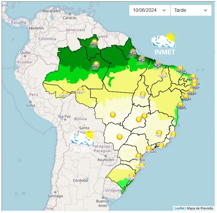 O clima para amanhã traz diferentes cenários meteorológicos para as diversas regiões do país | Foto: Divulgação/Inmet