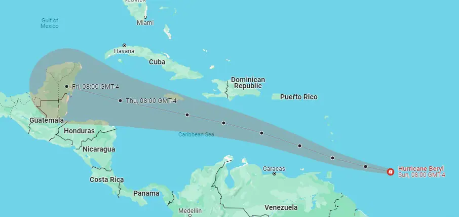 Furacão Beryl se aproxima de ilhas do Caribe