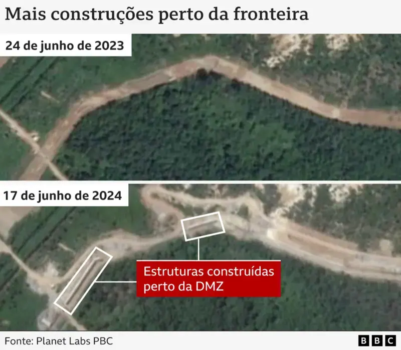 Imagens de satélite obtidas pela BBC mostram os avanços da construção | Foto: Reprodução/BBC News