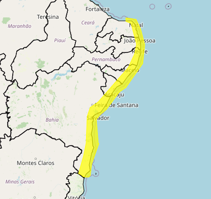 Todo o litoral nordestino enfrenta chuvas até o sábado 8 | Foto: Reprodução/Inmet