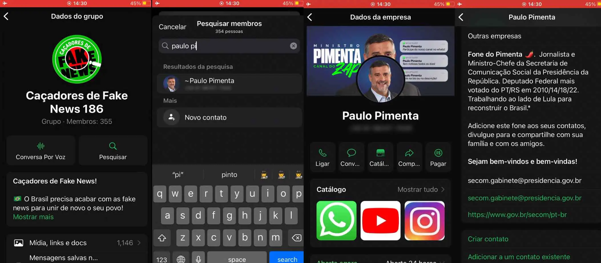 Paulo Pimenta está em um dos grupos dos 'Caçadores de Fake News', mantido por integrantes do Instituto Lula | Foto: Vídeo/Revista <b>Oeste</b>