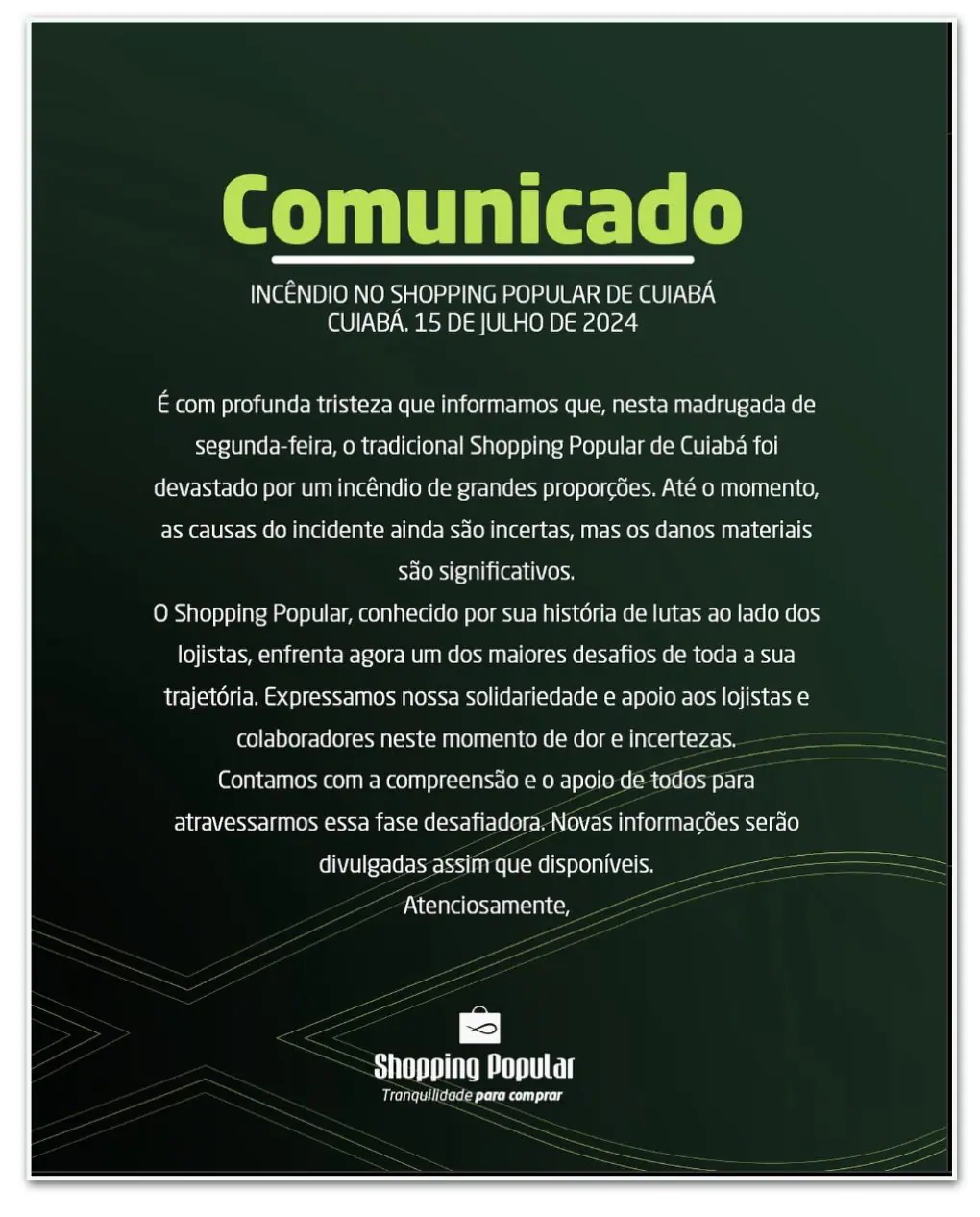 O Shopping Popular, fundado em 1995, abriga vendedores ambulantes e camelôs | Foto: Divulgação/Prefeitura de Cuiabá
