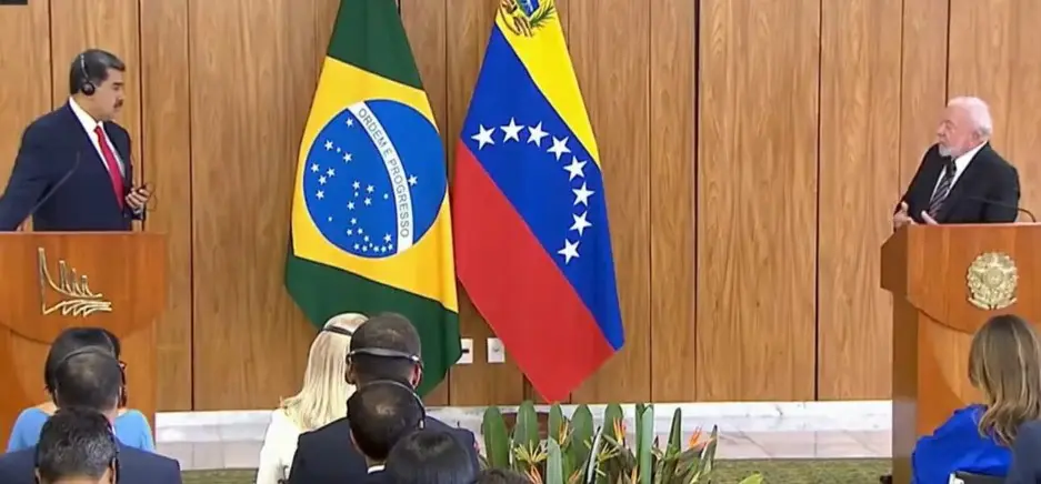 Evento realizado no Palácio do Planalto, em 29 de maio de 2023; na ocasião, Lula deu alguns conselhos ao ditador Nicolás Maduro | Foto: Reprodução/Redes sociais