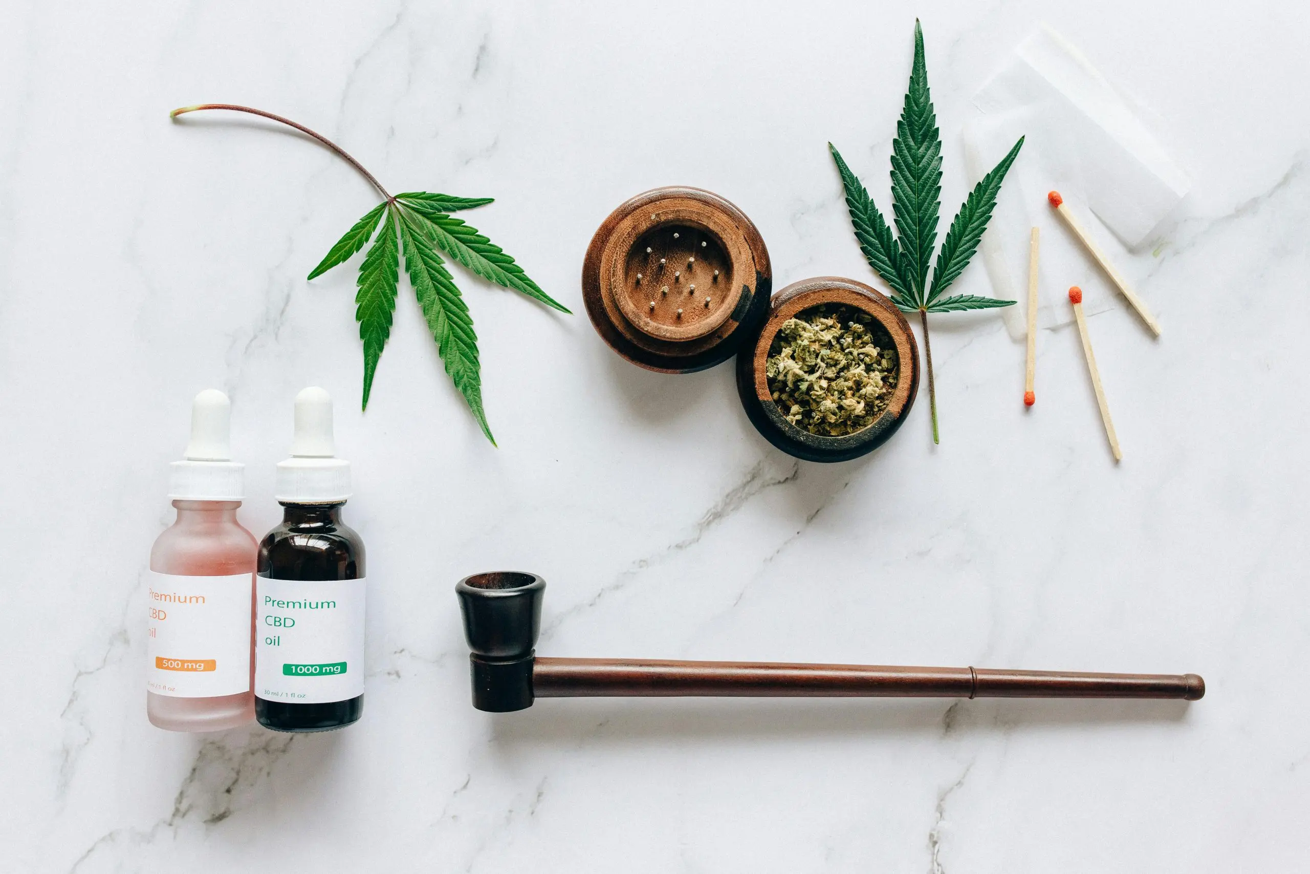 Folha da maconha e canabidiol