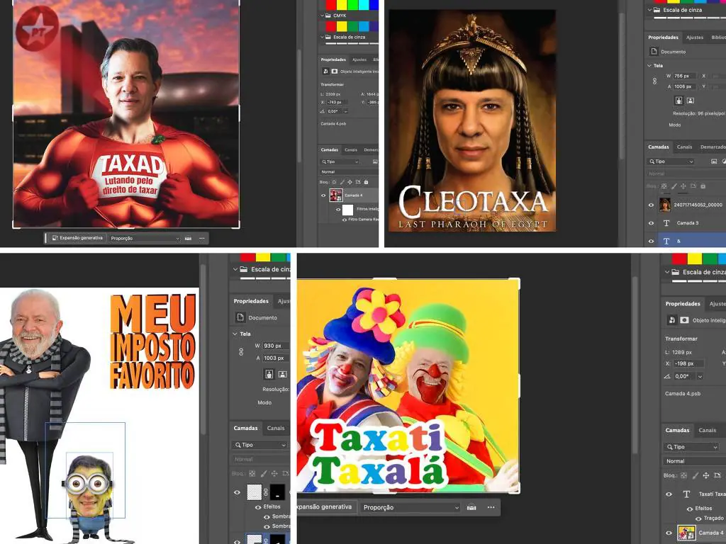 Memes do 'Taxadd' foram feitos nno Photoshop | Foto: Reprodução/Folha de S. Paulo/Acervo pessoal