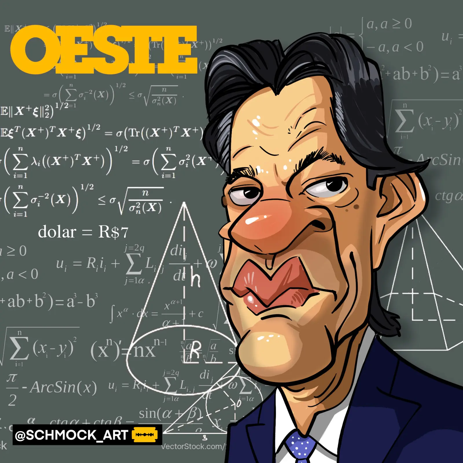 Caricatura do ministro da Fazenda, Fernando Haddad. Por Schmock