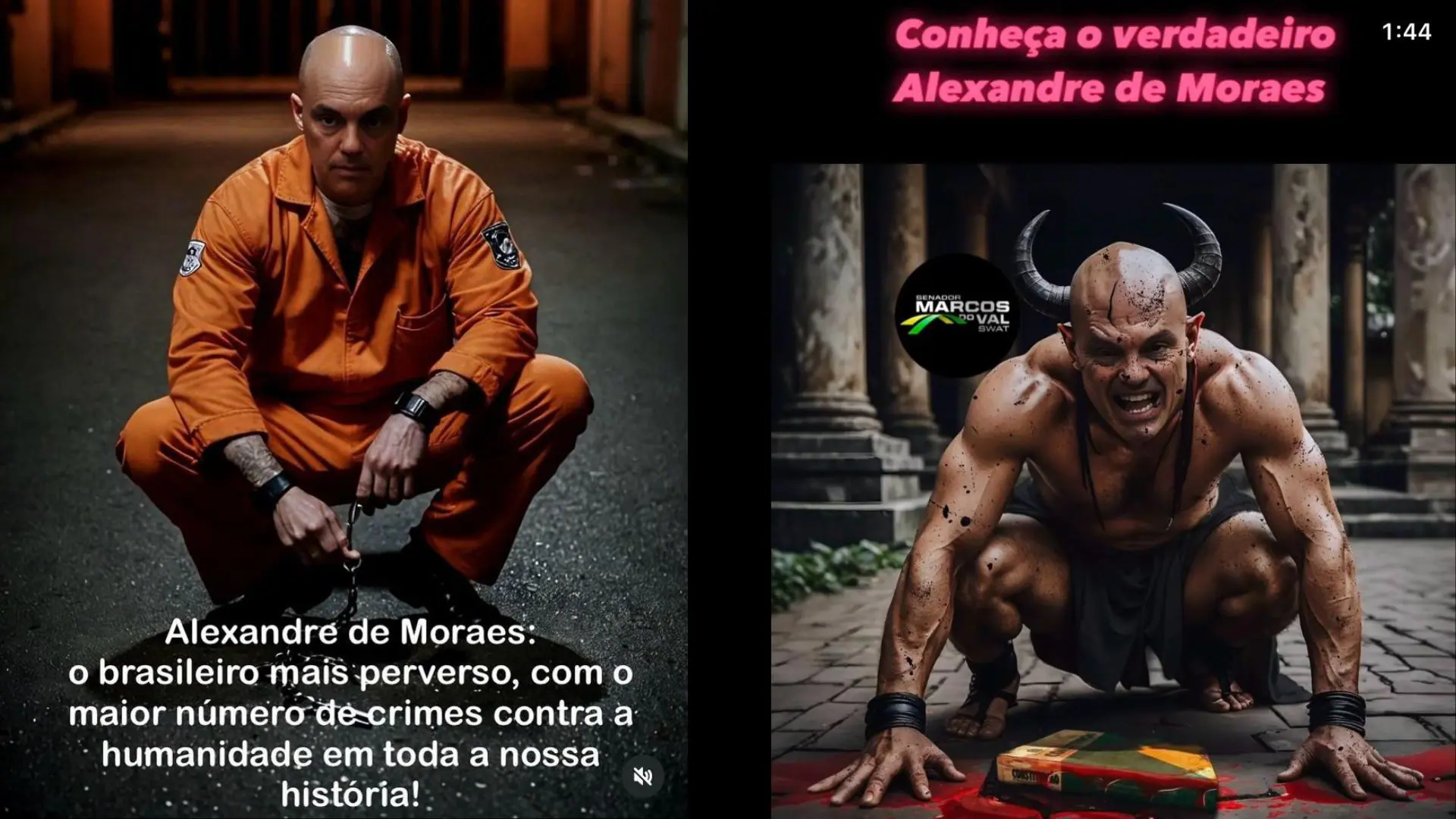Fotomontagem de Marcos do Val sobre Alexandre de Moraes