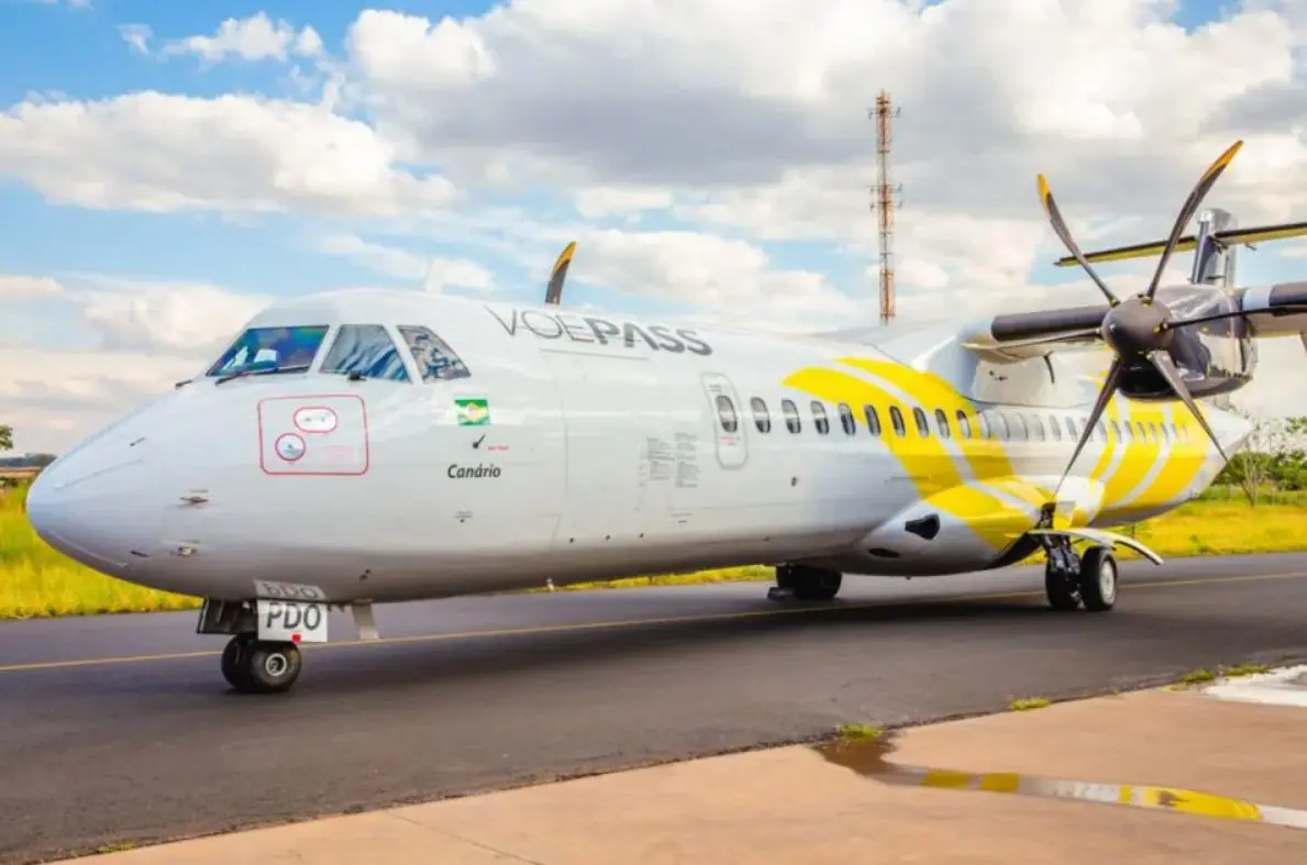 Um avião ATR-72, do mesmo modelo da aeronave que caiu em Vinhedo | Foto: Divulgação/VoePass