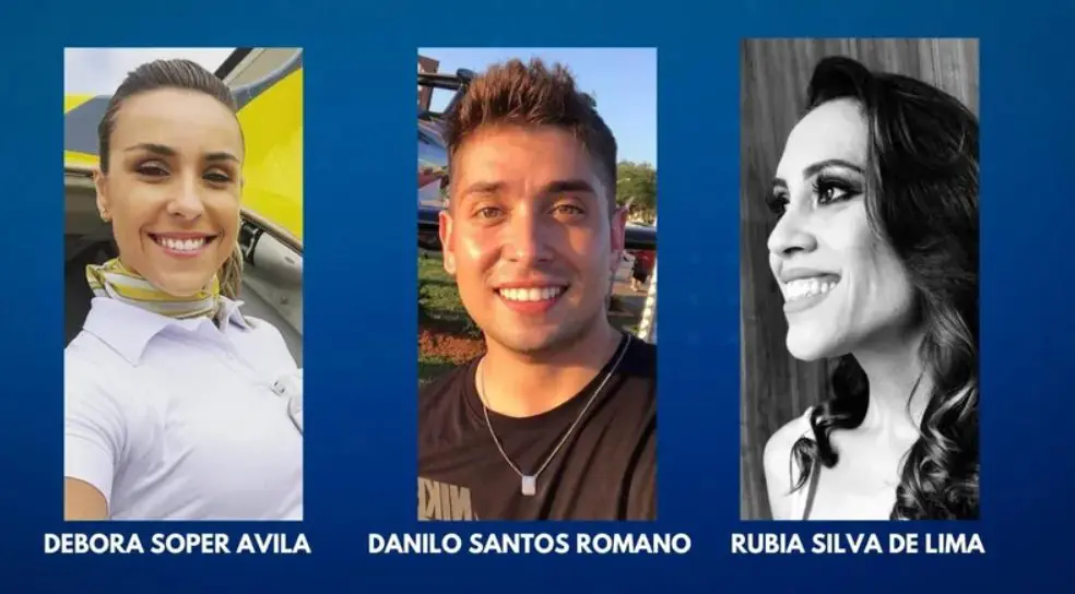 Três dos quatro tripulantes do avião que caiu no interior paulista | Foto: Reprodução/Redes sociais