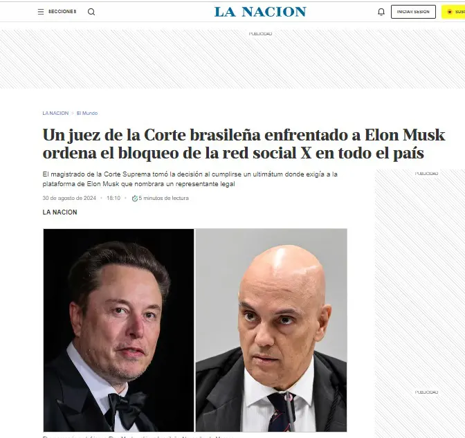 O jornal La Nación, da Argentina, classificou a decisão como ‘polêmica’ | Foto: Reprodução/La Nación