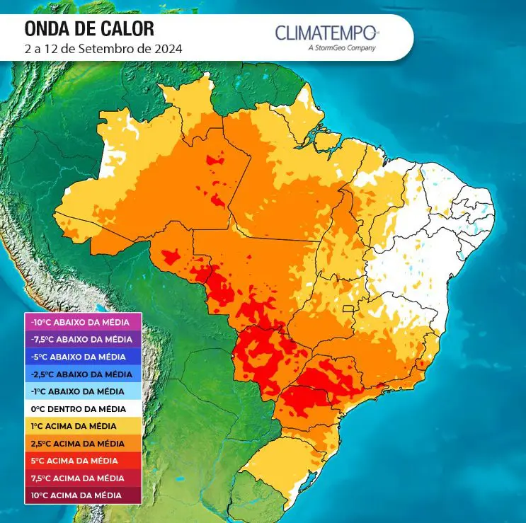 A expectativa é que a onda de calor persista até meados da segunda quinzena do mês em algumas áreas | Foto: Divulgação/Climatempo