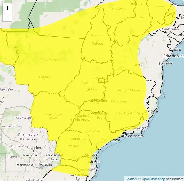 Alerta amarelo para baixa umidade abrange várias regiões do Brasil | Foto: Reprodução/Inmet