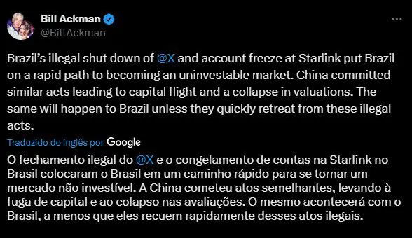 Postagem de Bill Ackman