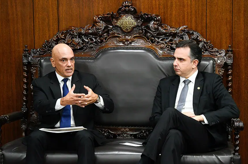 Rodrigo Pacheco presidente do Senado, e o ministro do STF Alexandre de Moraes