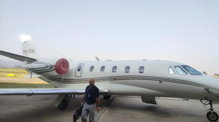 Aeronave de Gusttavo Lima estava no Aeroporto de Jundiaí | Foto: Divulgação/Polícia Civil de SP