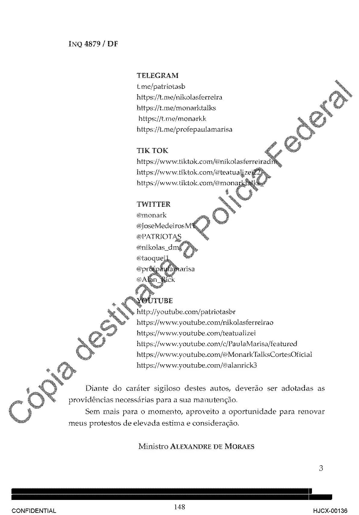 Lista de perfis-alvo para bloqueio | Foto: Reprodução/Twitter/X/@alexandrefiles