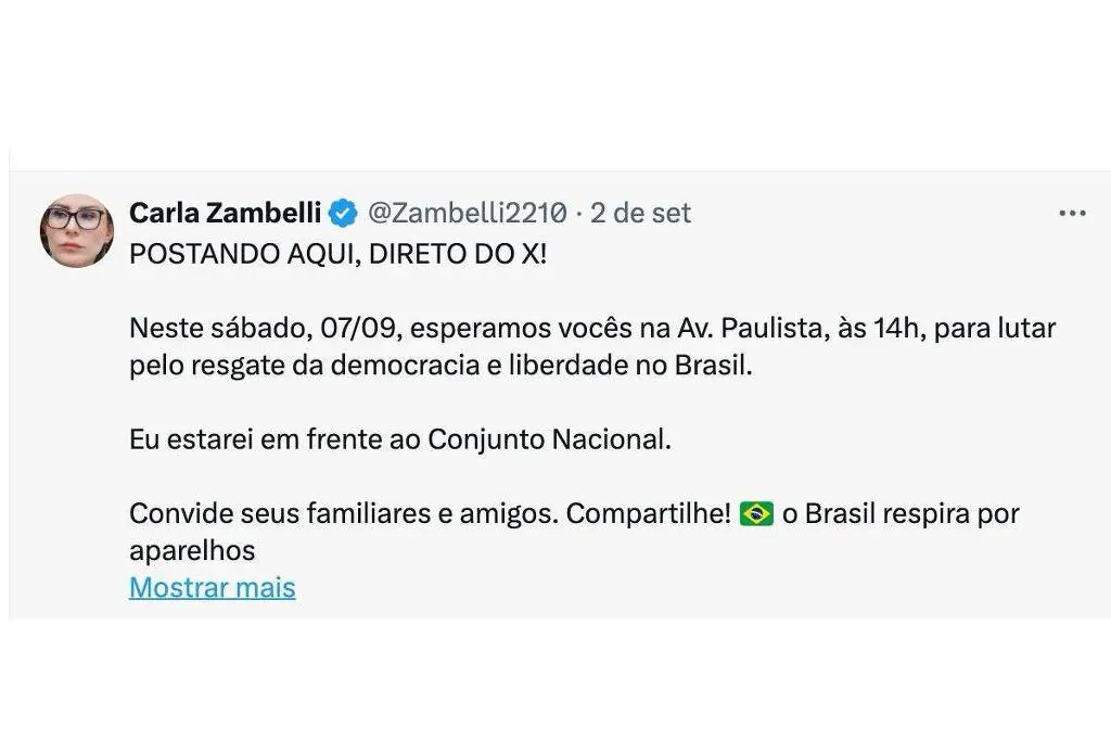 Carla Zambelli confirmou presença em manifestação | Foto: Reprodução/Folha de S. Paulo