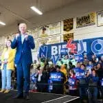 Joe Biden durante comício de campanha
