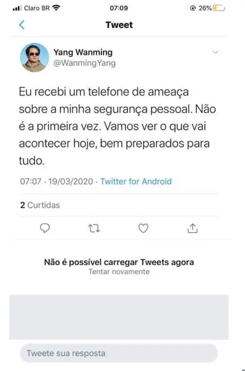 embaixador da China no Brasil relata ameaça de morte