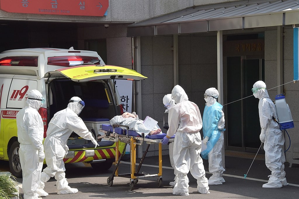 Paciente com coronavírus em um hospital de Busan, na Coreia do Sul