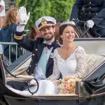A princesa Sofia no dia do seu casamento com o príncipe Carl Philip