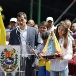 O presidente Juan Guaidó em marcha da oposição venezuelana