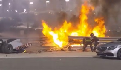 Romain Grosjean - fórmula 1 - acidente e explosão Romain Grosjean - fórmula 1 - acidente e explosão