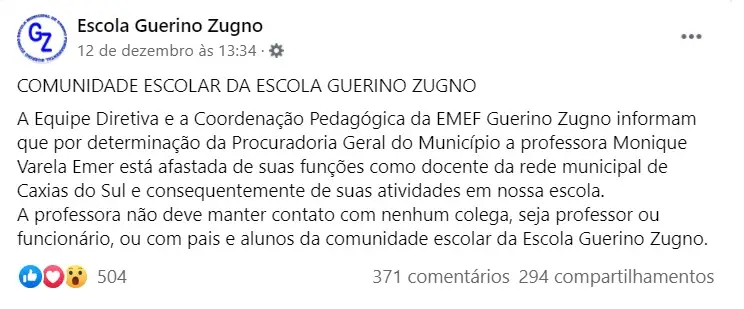 professora pede a morte