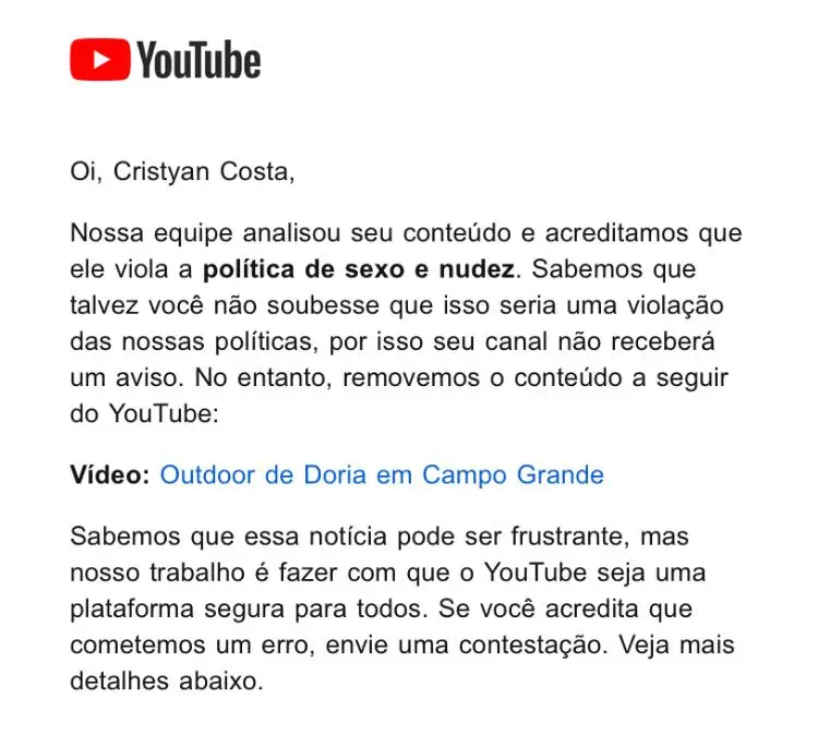 youtube censura vídeo