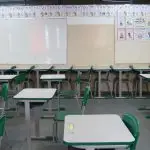 Sala de aula vazia da Escola Estadual na cidade de São Paulo