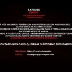 Tela mostra mensagem de grupo hacker