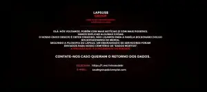 Tela mostra mensagem de grupo hacker