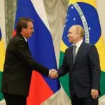 Presidente do Brasil, Jair Bolsonaro, e presidente da Rússia, Vladimir Putin