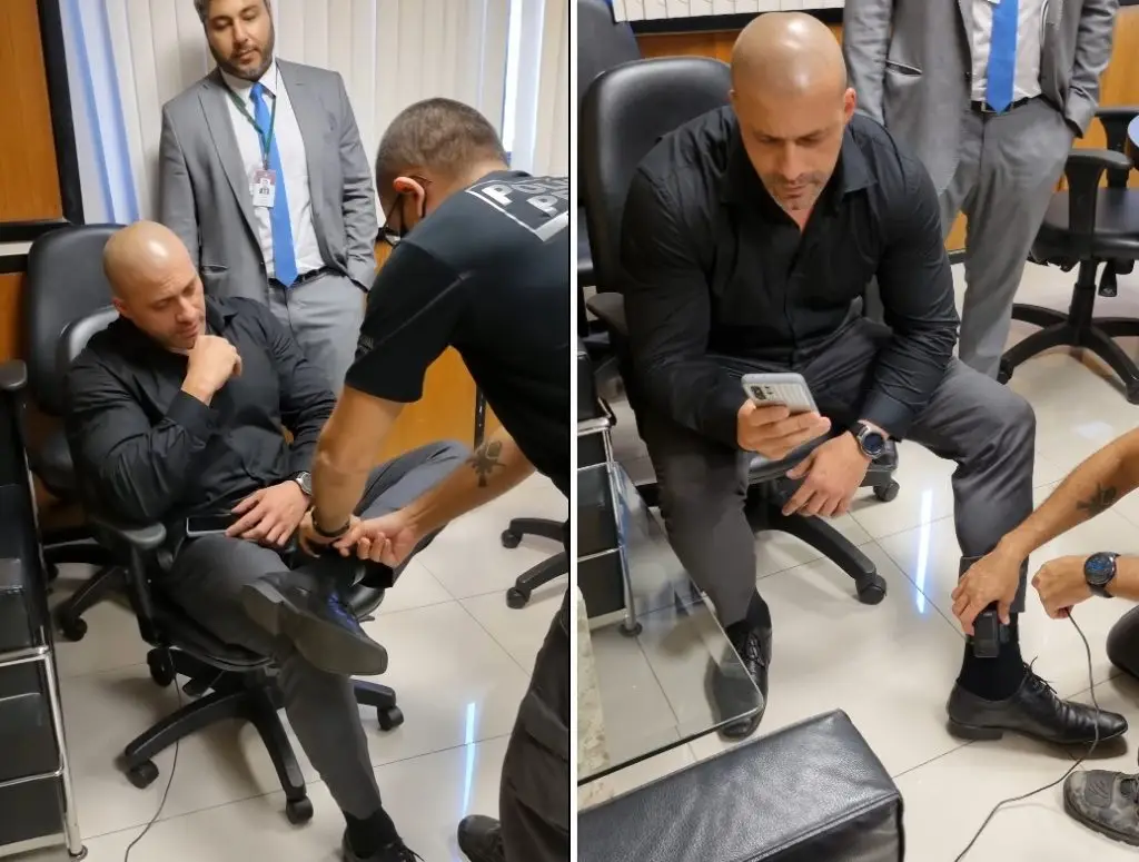 Deputado Daniel Silveira coloca tornozeleira