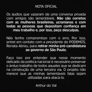 Nota de Arthur do Val