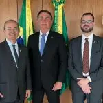 Senador Jorginho Mello, presidente Jair Bolsonaro e ex-secretário Jorge Seif