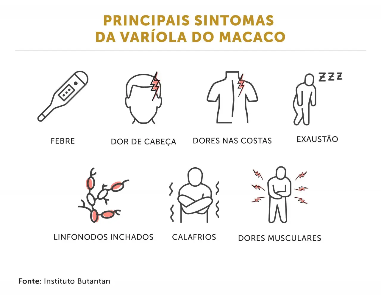 Sintomas como febre, dor de cabeça e erupções cutâneas são sinais de infecção