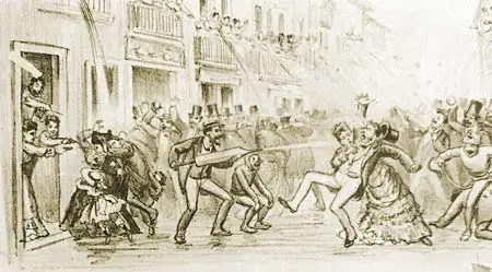 Cena de entrudo em 1880, em desenho de Angelo Agostini
