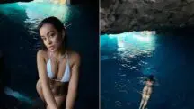 influenciadora criticada nadar caverna