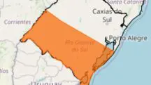 rio grande do sul - alerta laranja perigo - tempestade - inmet - mapa